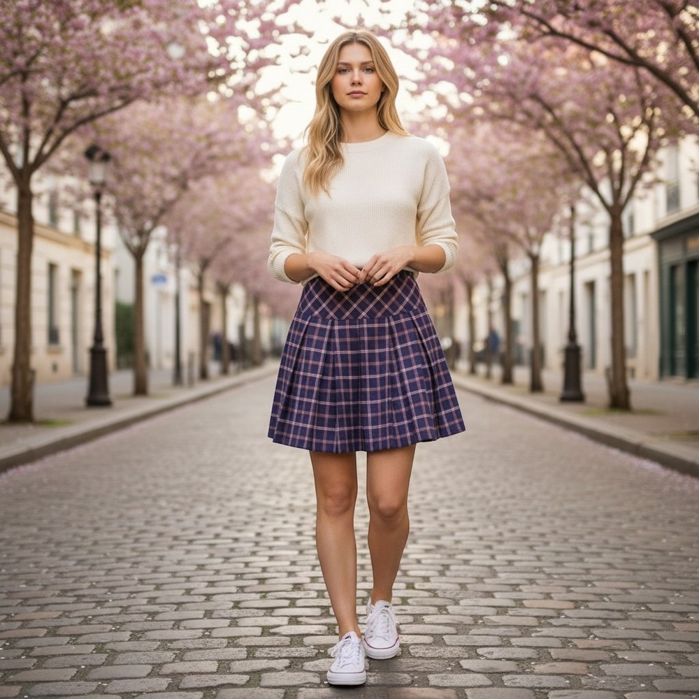 GAP Sz 16 Vintage 90s Blue Plaid Pleated Skirt School Girl Grunge Clueless Mini